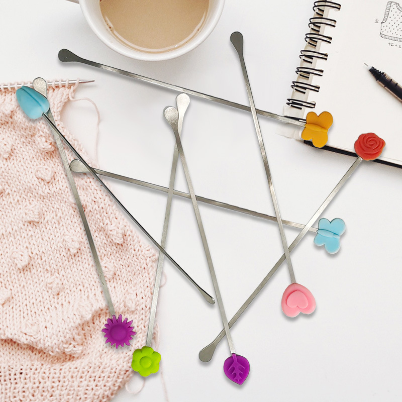 Reusable Stirrer Silicone Heart Flower Shape Milk Coffee Wine Sugar Stir Sticks