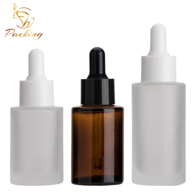 30ml Cylinder Frosted Clear Amber Essential Oil Glass Dropper Bottle Manufacturer