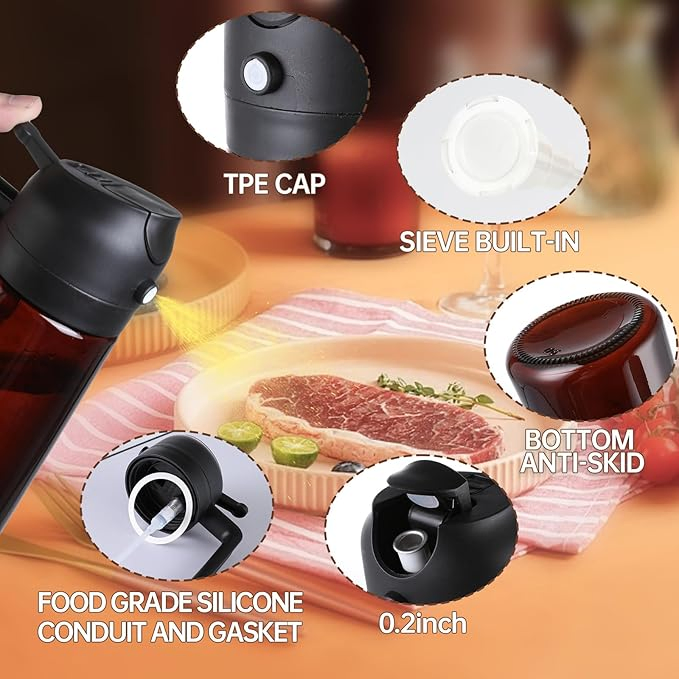 Cheap 470ml 16oz Portable Glass Olive Oil Sprayer 2 in 1 Oil Dispenser Bottle with Pourer for Kitchen