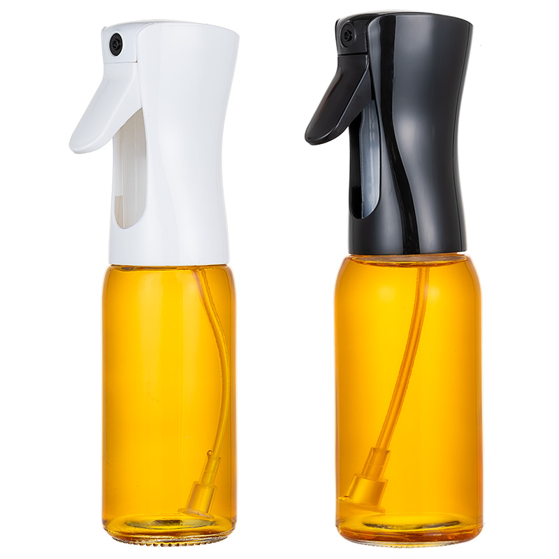 Mini Reusable 210ml 300ml Glass Oil Spray Dispenser Grilling Baking Cooking Small Olive Oil Bottle with Plastic Sprayer Lid