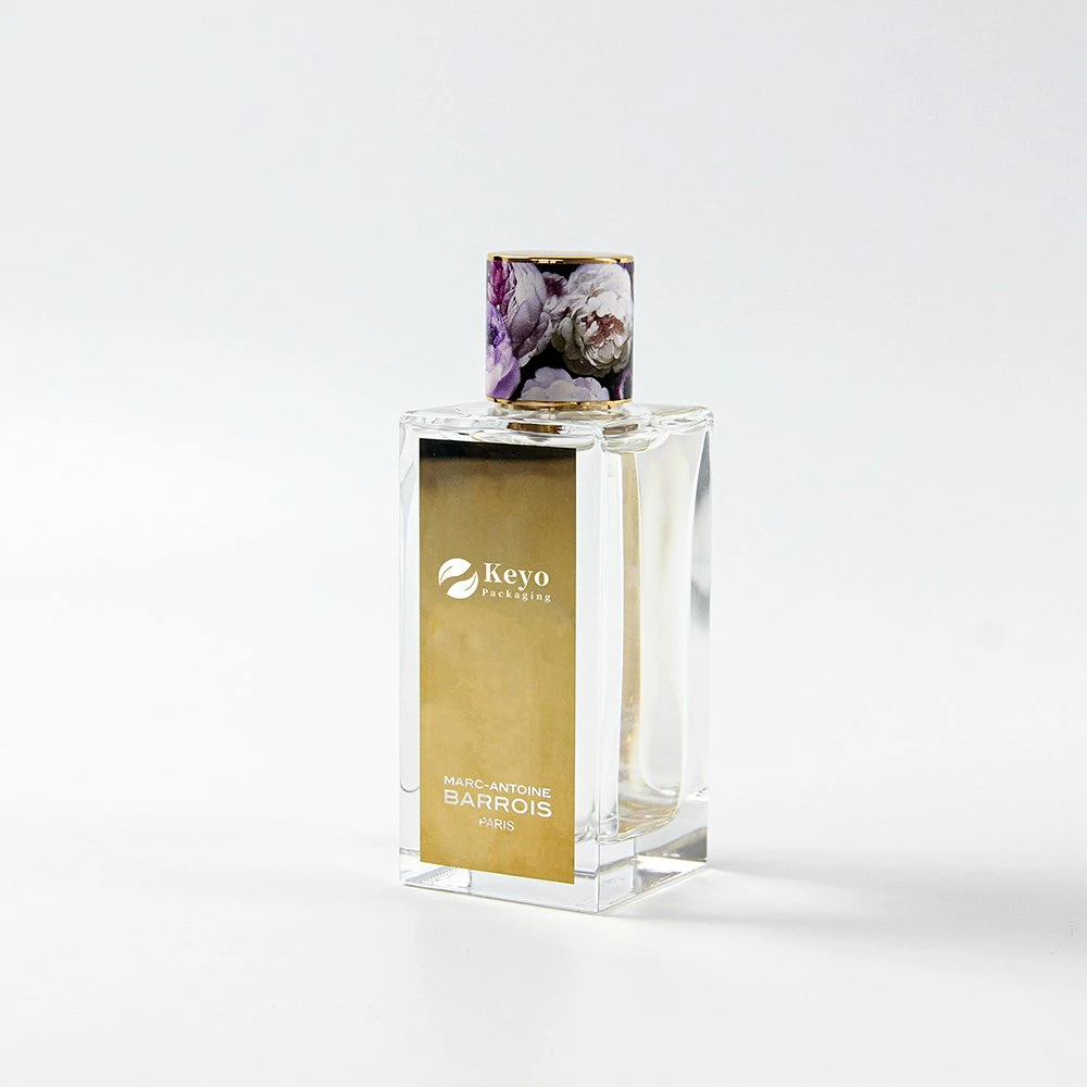 Wholesale Empty 100ml Luxury Flat Square Fragrance Spray Parfum Bottle Black Refillable Perfume Parfume Glass Spraye Bottle with Magnet Cap Gold Label