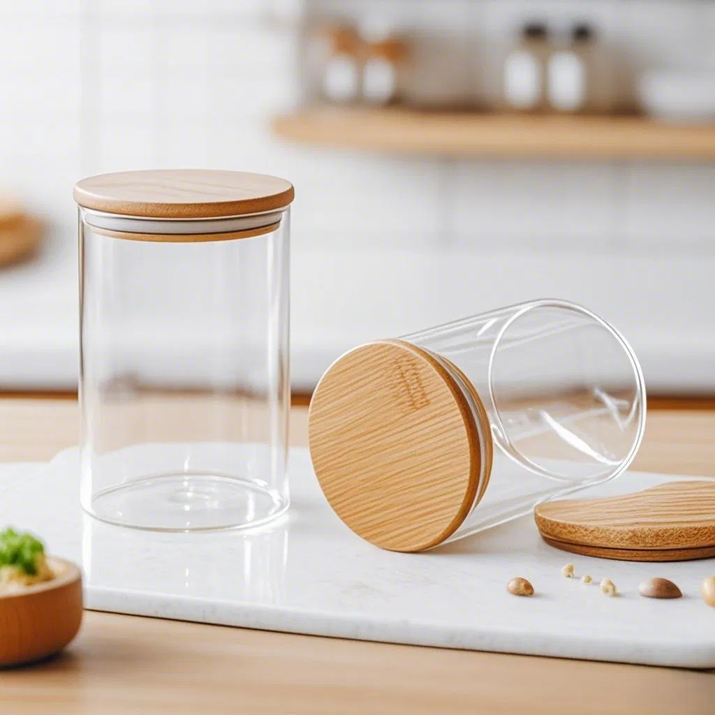 Hand Blown Airtight Glass Tea Coffee Storage Jars Food Bottles