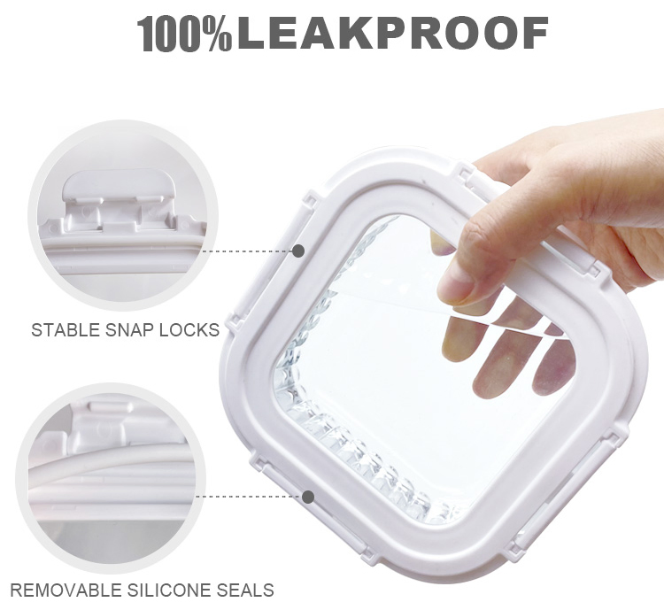 Borosilicate Glass Storage with Stripes, Separable Ear Buckle, Tempered Cover, Oven Safe for Baked Goods 1100ml Square