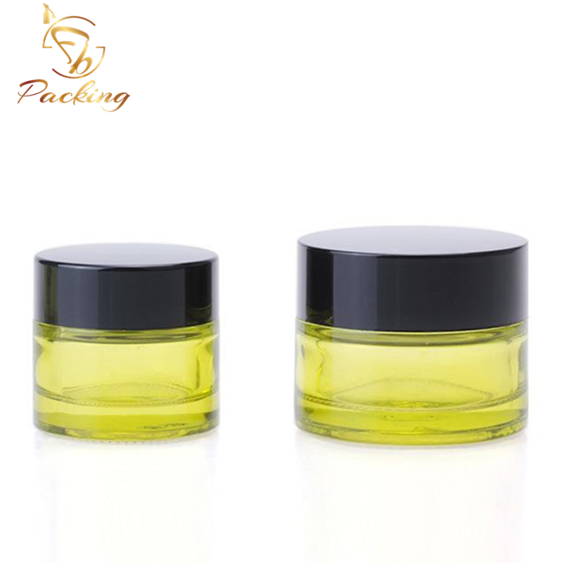 30ml Colored Glass Bottle 30g Cosmetic Glass Cream Jar with OEM Color with Black Plastic Cap