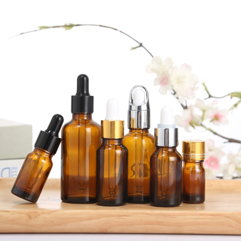 5ml 10ml 15ml 30ml 50ml 100ml Brown Amber Flint Frosted Cosmetic Vials Essential Oil Hair Oil Spray Dropper Drop Glass Bottle for Skin Care Con Gotero