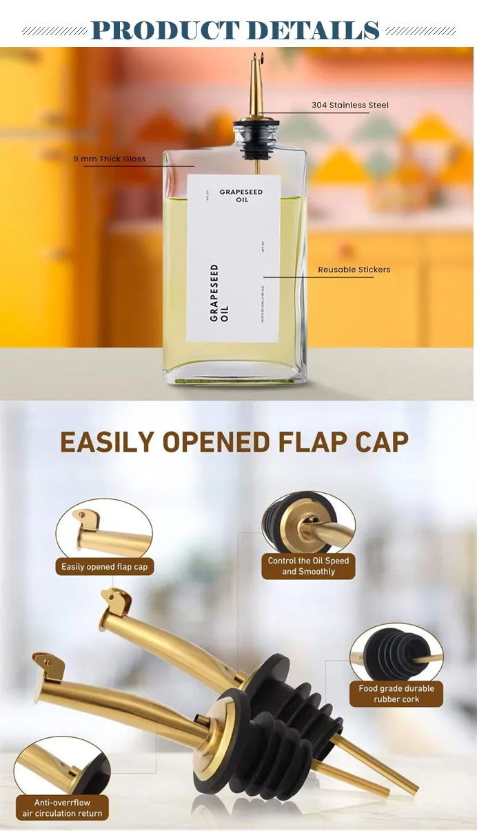 Clear Square Glass Bottles Detail