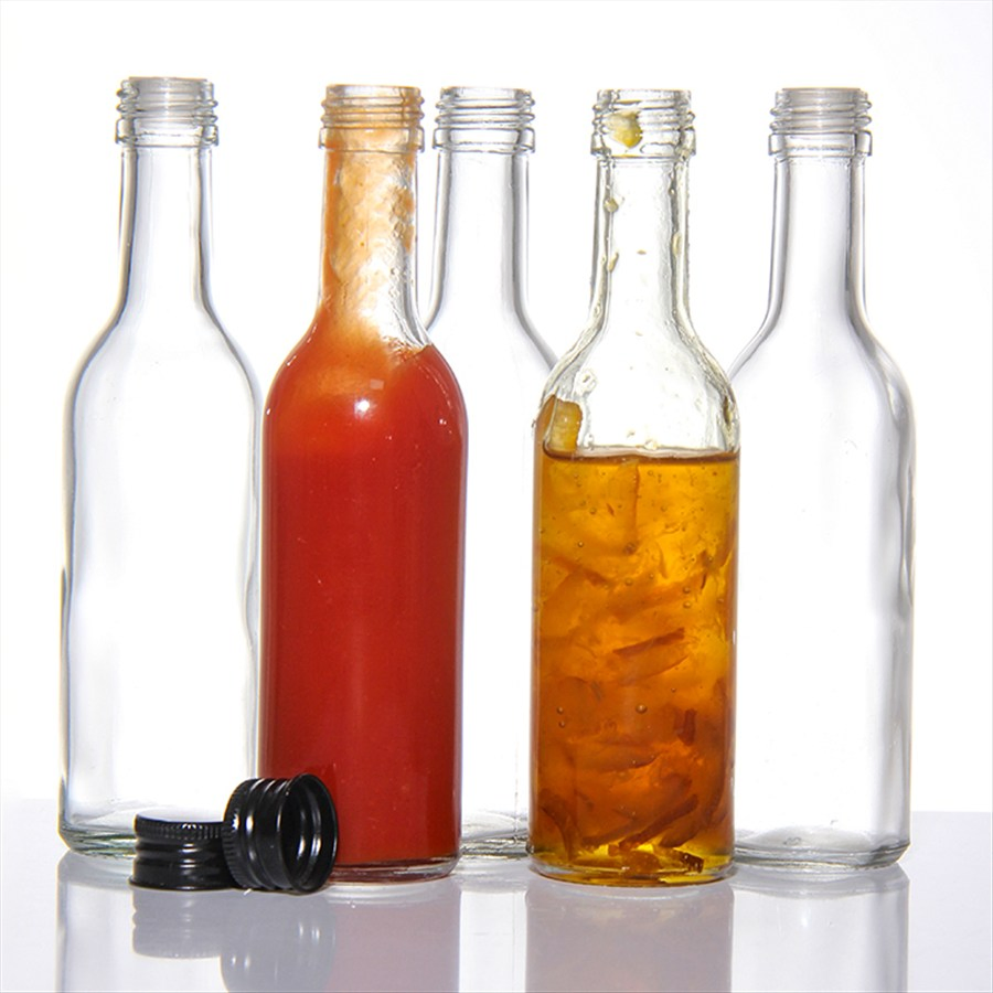 Wholesale Factory Premium Bulk Glass Chili Sauce Bottle with Lids