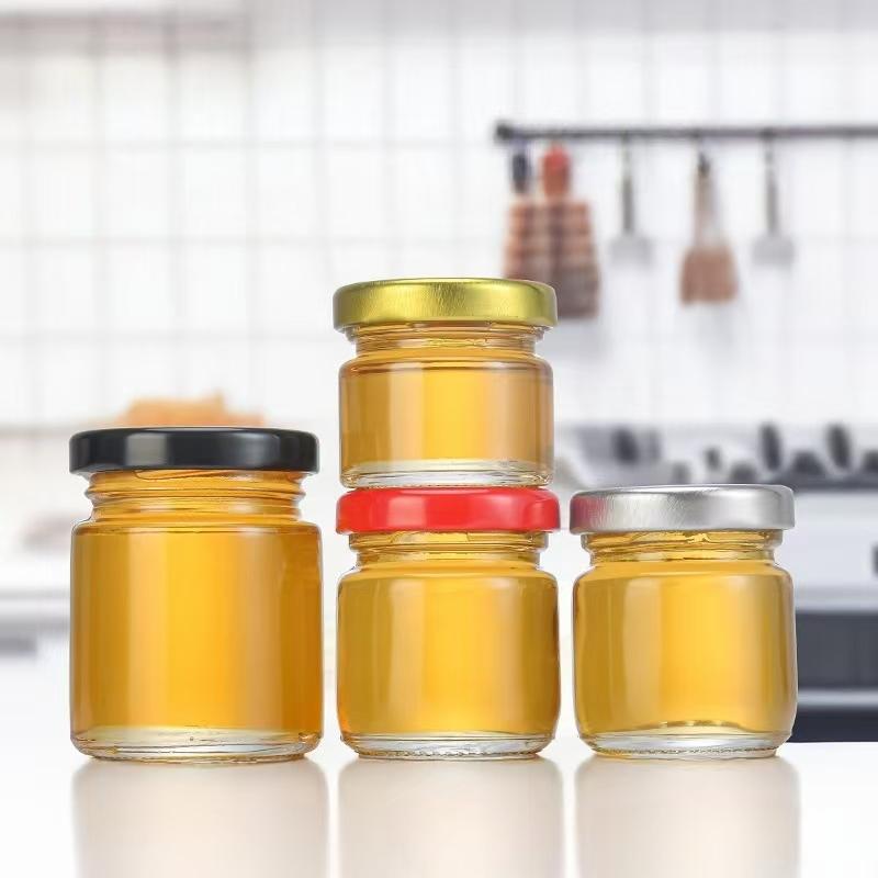 100g 150g 200g 240g 380g 500g 600g 1000g 16oz Round Chili Paste Sweet Red Peppers Candle Glass Honey Jars with Gold Black Red Lids for Presents