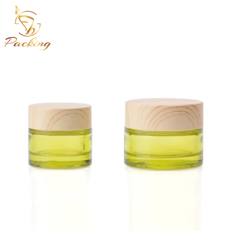 10g 15g 30g 50g OEM Colored Cosmetic Jar Glass Jar with Bamboo Lid