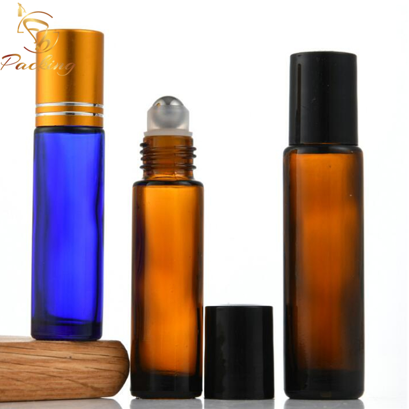 10ml Amber Glass Roll-on Bottle for Eye Oil with Metal Ball