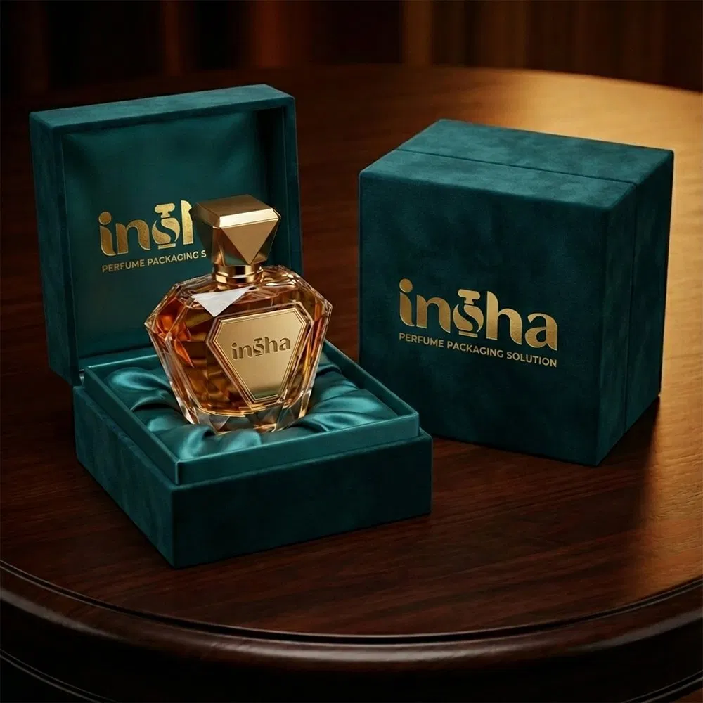 Wholesale High End Custom Logo Zamac Cap Designer Vintage Style Handmade Glass Empty Crystal Perfume Bottles with Spray Pump and Box Packaging