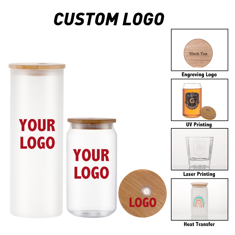 Free Sample 16oz Double Walled Glass Tumbler Cup with Bamboo Lid and Straw