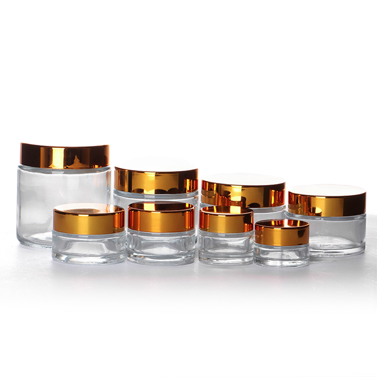 Cheap Price Frosted Clear Amber Blue Green Black Glass Cream Jar with Black Lid