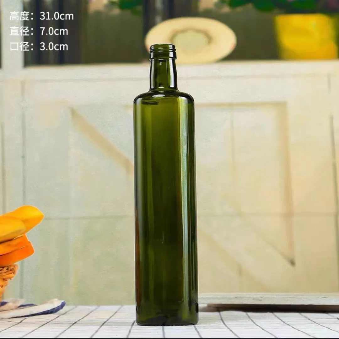 750ml Dark Green/Classical Green Round Glass Olive Oil Bottle