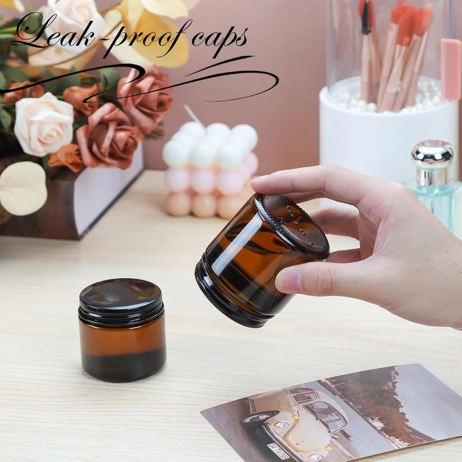 2oz 4oz 8oz Custom Cosmetics Packaging Luxury Home Decoration Clear Amber Home Decor Glass Candle Holder Container Bottle Glass Empty Candle Jar with Lid