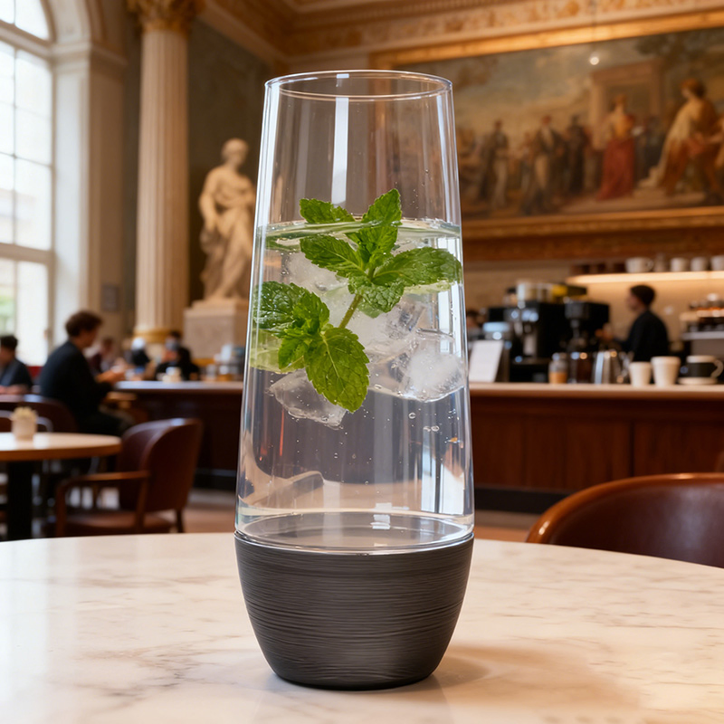 Colored Bottom Pet Stemless Glass 9oz Reusable Plastic Wine &amp; Cocktail Cups Bulk