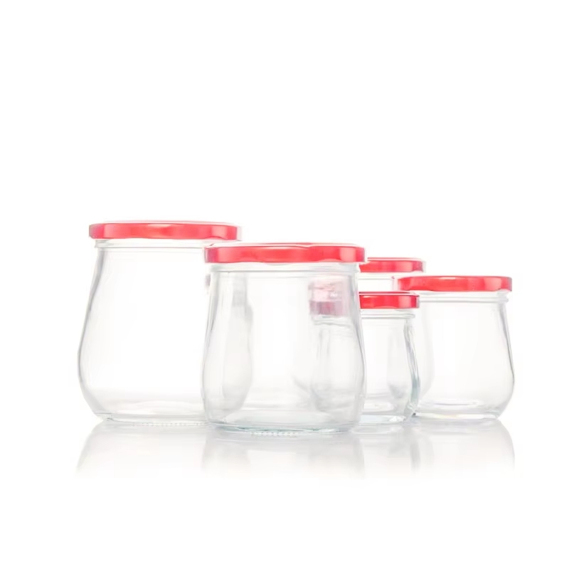 Round Honey Jar Food Storage Glass Jar Jelly Honey with Metal Lid