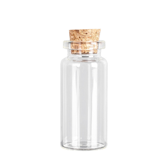 Wholesale Mini Wishing Bottle 5ml 10ml 15ml 20ml 25ml Glass Vials Custom Logo Clear Glass Match Storage Jar with Cork Stopper