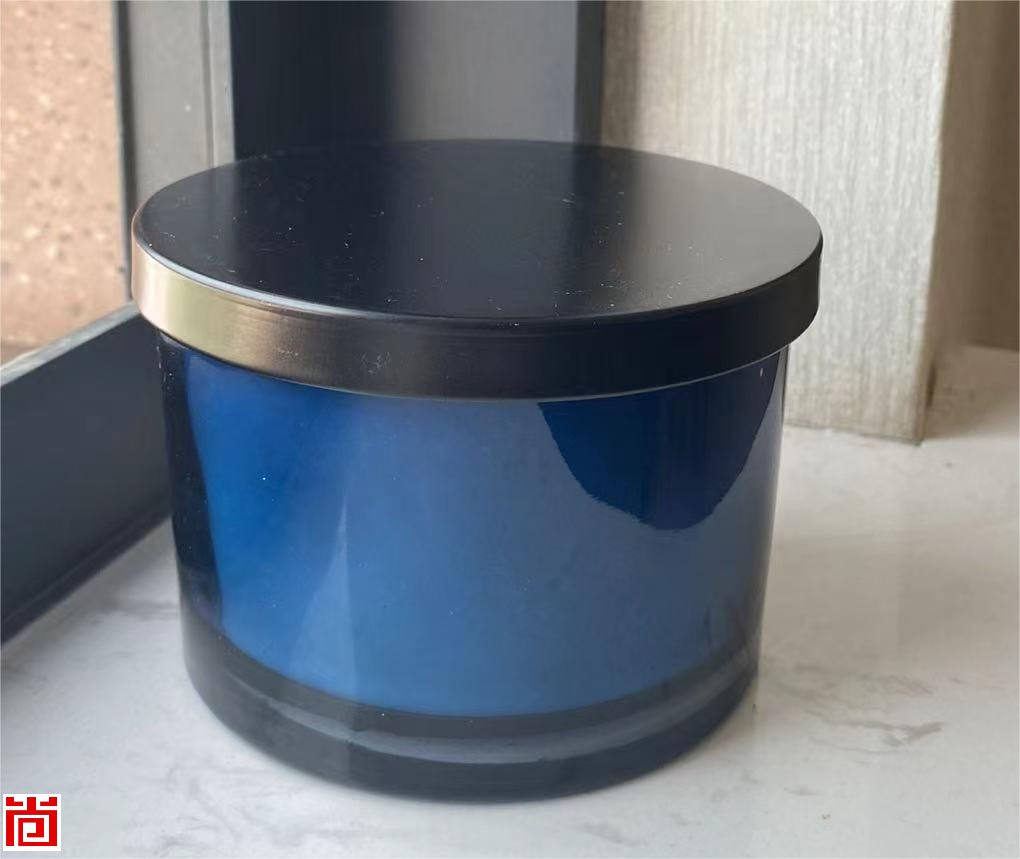 Round Glass Candle Jar with Metal Lid for Home Decor