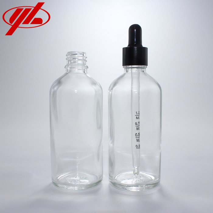 100ml Transparent Cosmetic Essential Oil Glass Bottle Vial Packaging with Dropper Caps