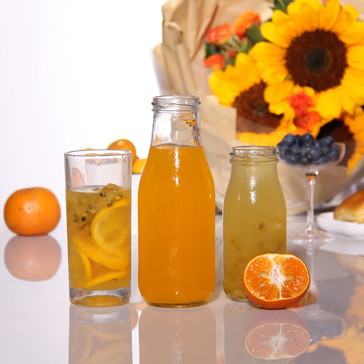 Food Grade 8oz 16oz 32oz Empty Lead Free Coffee Milk Botella De Vidrio for Juice