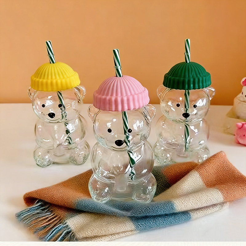 Business Birthday Christmas Gift 580ml High Borosilicate Glass Fruit Juice Empty Wholesale Glass Bottle with Gift Box and Silicone Lid