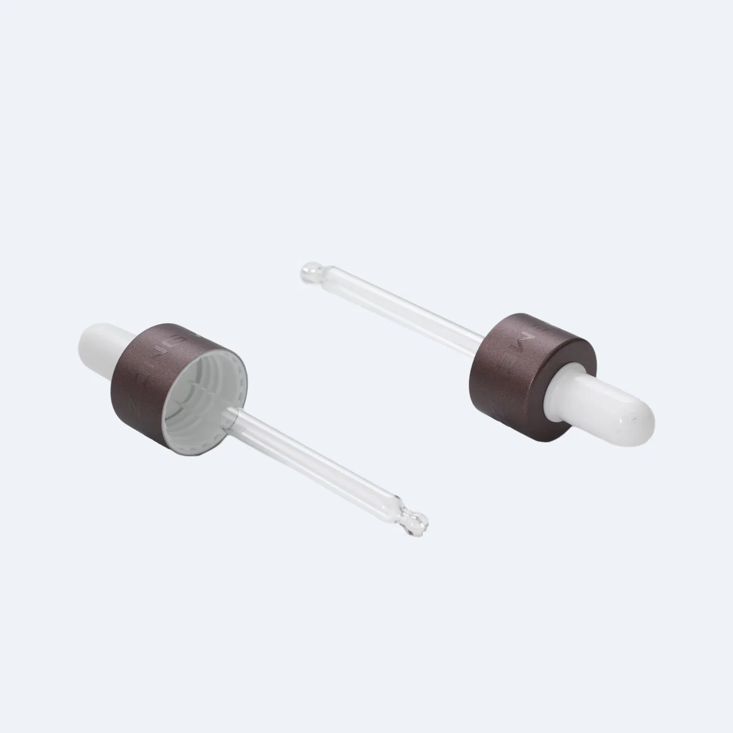 Wuxi Factory 18mm 20mm Custom Made Essential Oil Bottle Electrolytic Aluminum Dropper Cap Assembly 22mm 24mm Aluminum Collar with Rubber Head and Glass Pipette