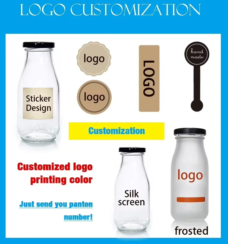 High Quality Clear Round Glass Milk Bottle with Metal Screw Cap