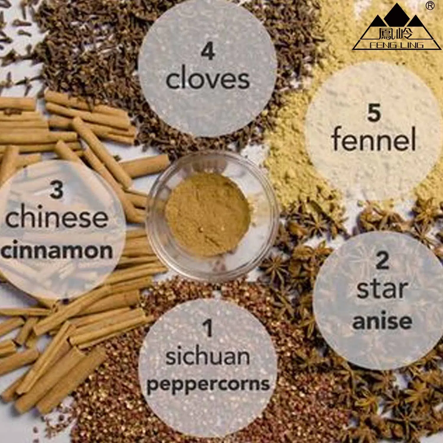 Traditional Taste Five-Spice Powder Cinnamon Powder Black Pepper Crushed White Pepper Powder, Aniseed Powder Premium Spice Mix Wholesales Spices