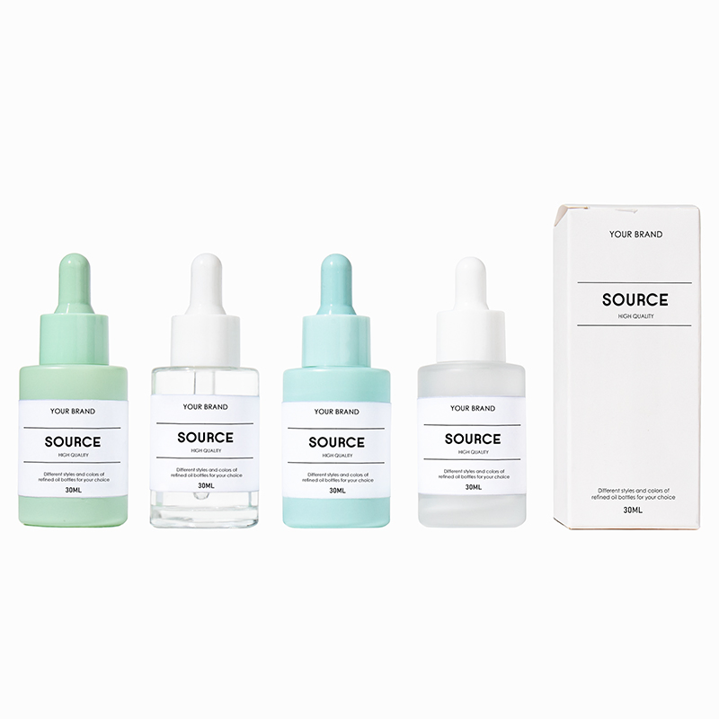 Csutomize Colored 30ml Cosmetic Glass Bottle with Dropper for Essential Oil Lotion Serum