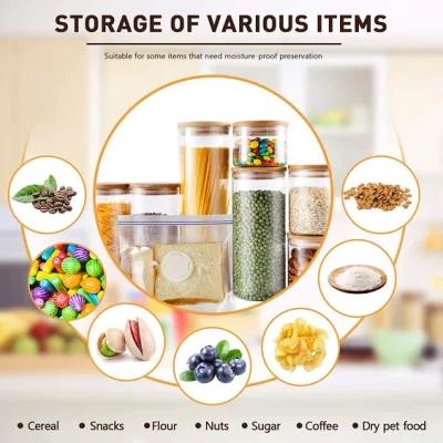 Food Safe Grade Glass Bottle Glassware with Bamboo Cap