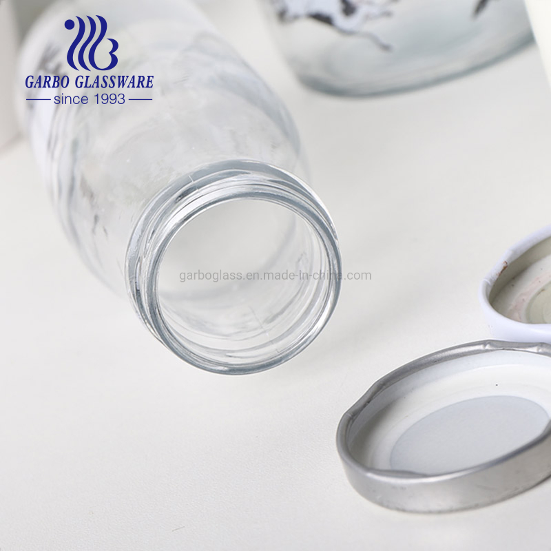 Wholesale Milk Glass Bottle 500ml 300ml 550ml Clear Round Empty Rum Spirit Gin Vodka Glassware Liquor Wine Water Bottle with Glass Tumbler Lid