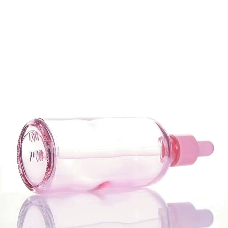 Pink Colored Glass Serum Hair Oil Bottle Dropper Body Essential Oil Bottles