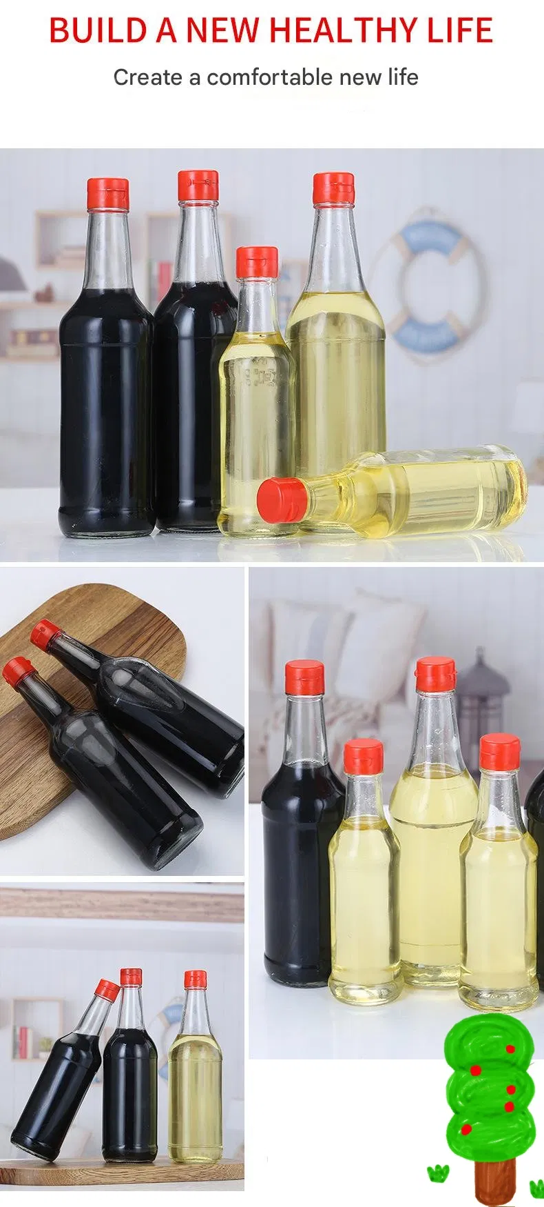 Kitchen Glass Condiment Bottle 6