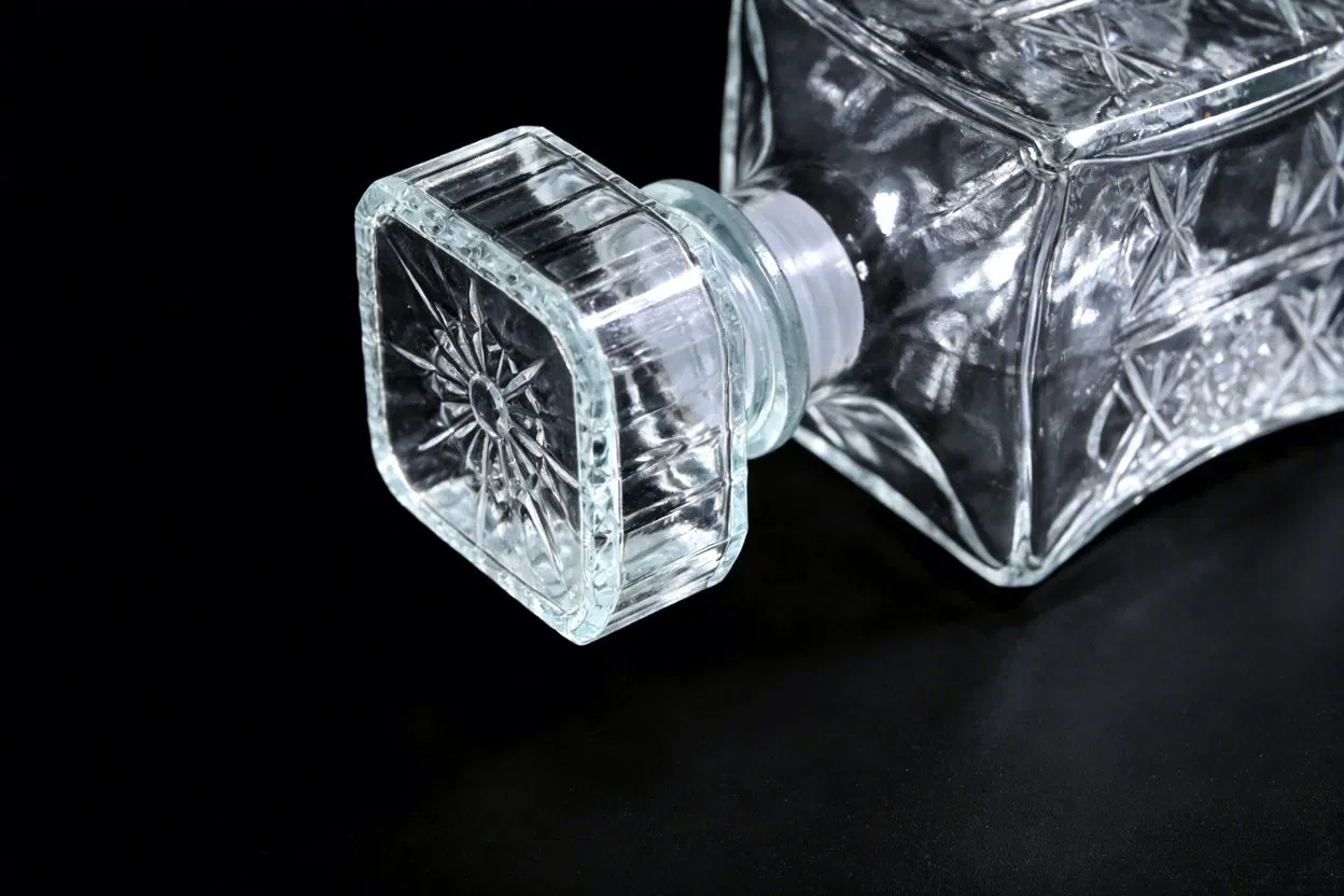 Creative Embossed Design 500ml 750ml Clear Empty Liquor Brandy Whiskey Glass Bottle Wine Decanter