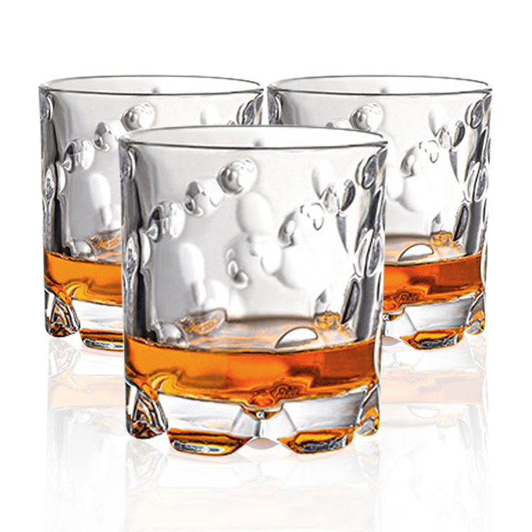 Free Sample 10oz Luxury Shot Glasses Round Bottom Unique Shaped Drinking Glass Rotate Tumbler Whiskey Glass