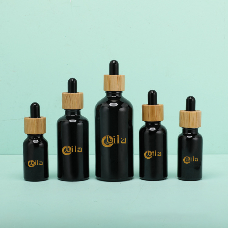 Luxury Black/Green/Costum Color Coating 5ml 10ml 15ml 20ml 30ml 50ml Essential Oil Serum Glass Dropper Bottle of Cosmetic Set