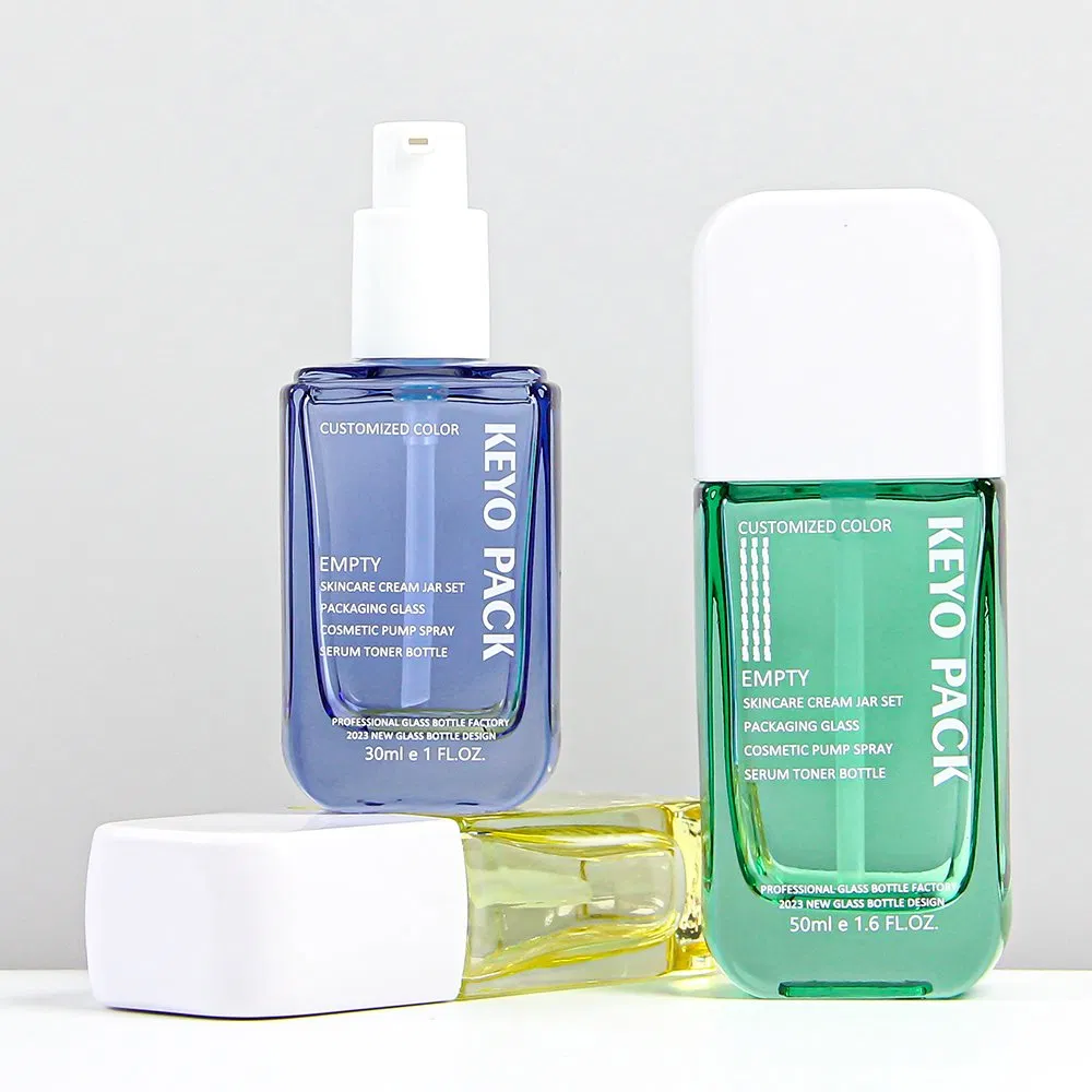 Custom Glass Empty 30ml 50ml Serum Foundation Lotion Skincare Cosmetic Bottle