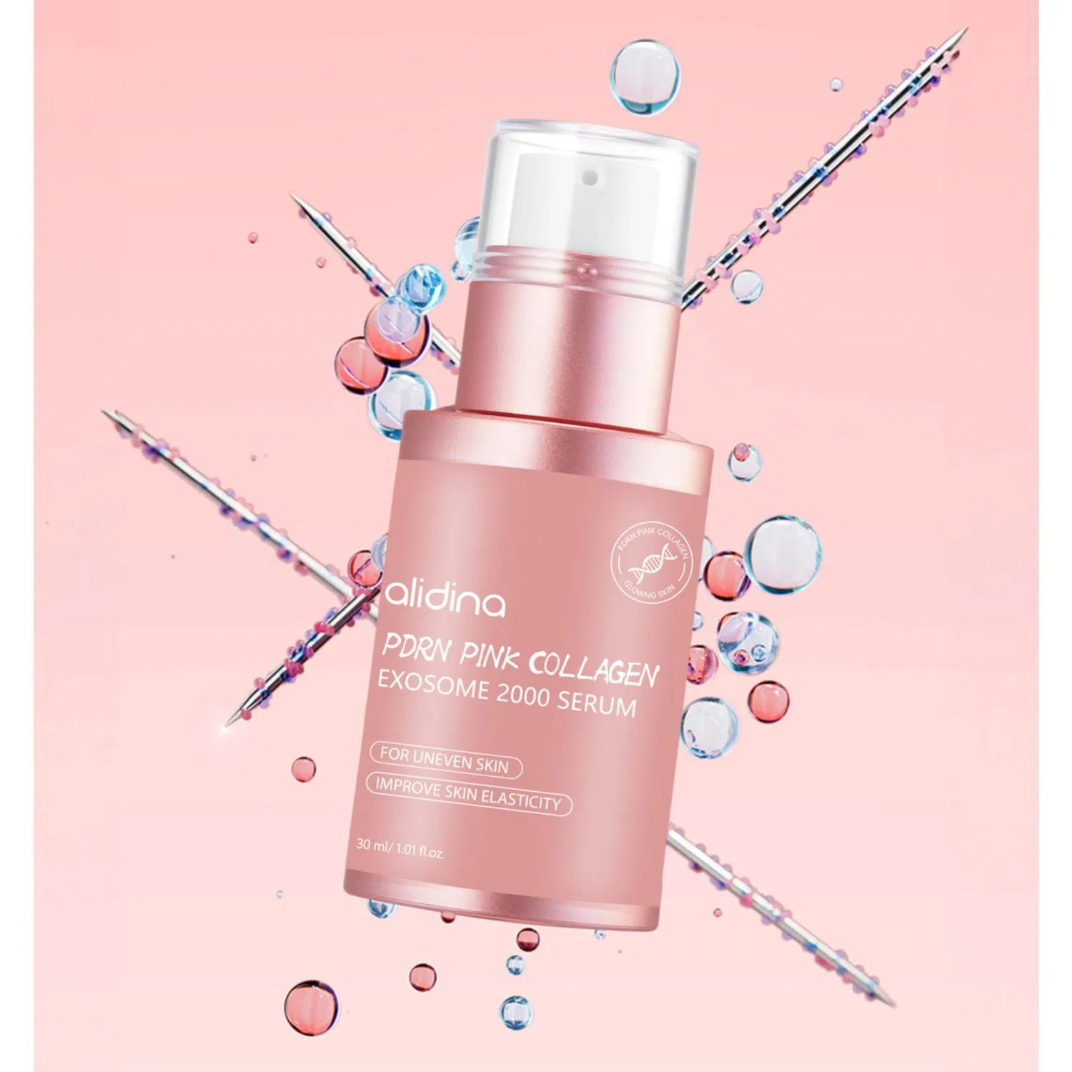 Private Logo Pdrn Pink Collagen Exosome Shot Serum 2000 Ppm Liquid Skin Booster Salmon DNA Spicules Skin Repair Glowing Serum T