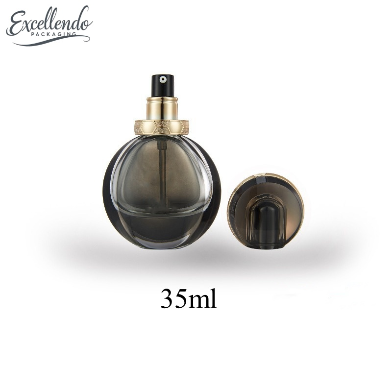 35ml Black Circular Foundation Greige Glass Cosmetic Bottle for Lotion Essence