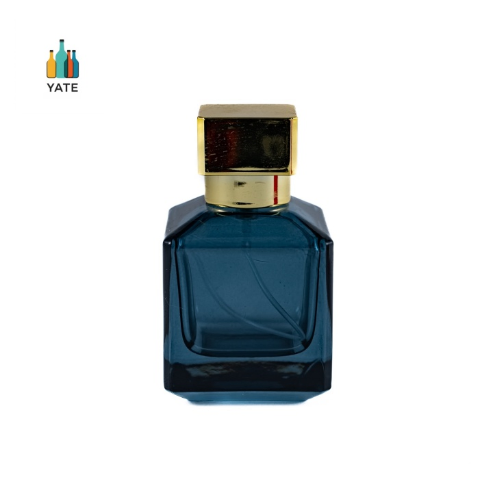 High End 70ml Glass Perfume Bottles with Hot Stamping Logo in Red and Blue