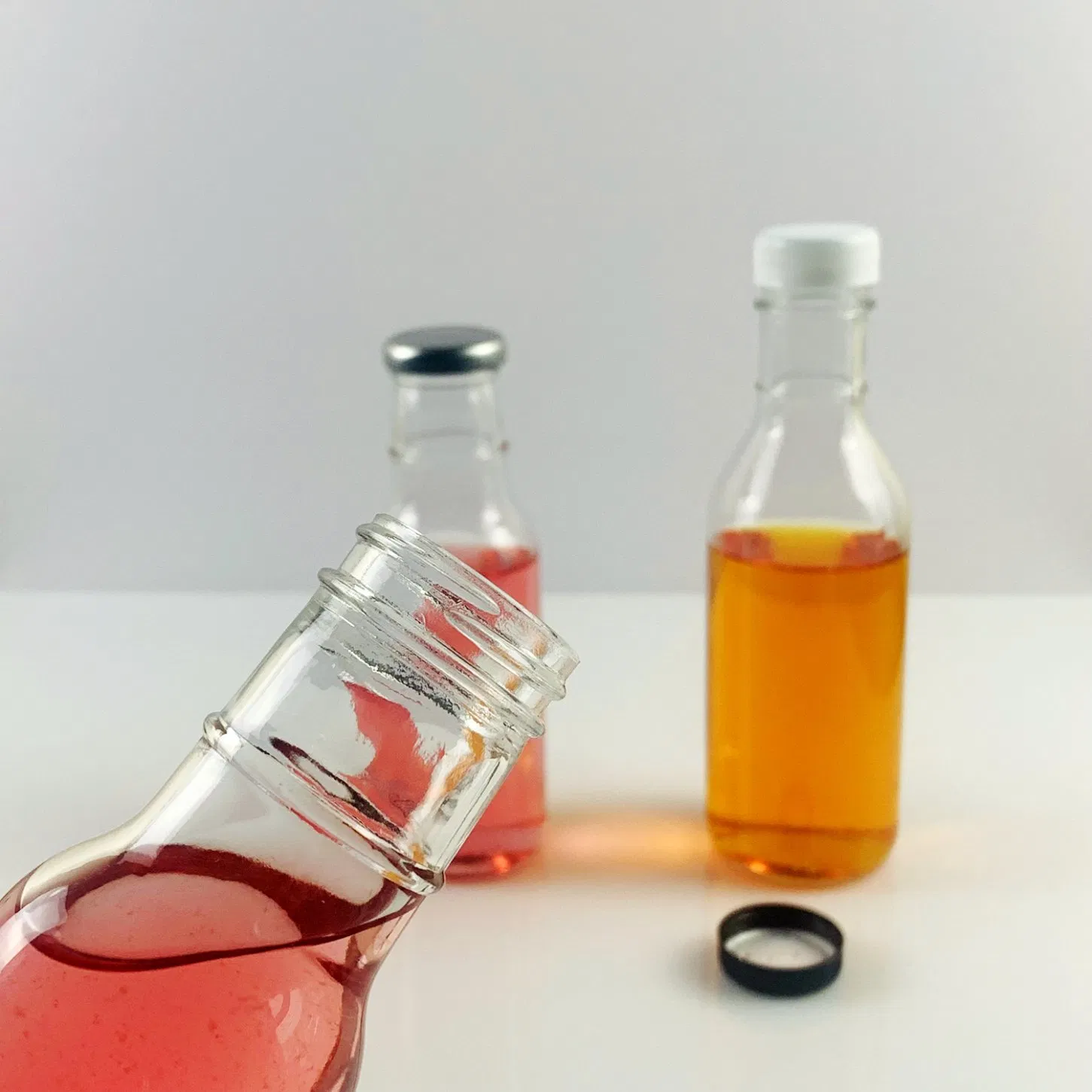 8oz 12oz 16oz Hot Sauce Tomato Chili Tahini Peanut Sauce Clear Glass Ketchup Bottle with Lid