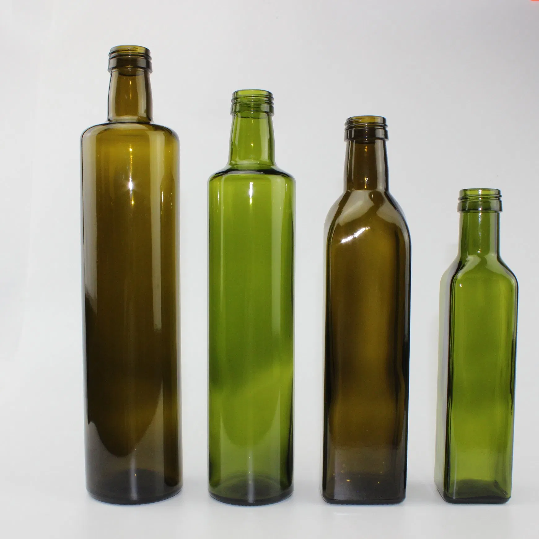 Food Grade 250ml 500ml 750ml 1L Empty Square Antique Green Dorica Marasca Glass Bottle for Olive Oil