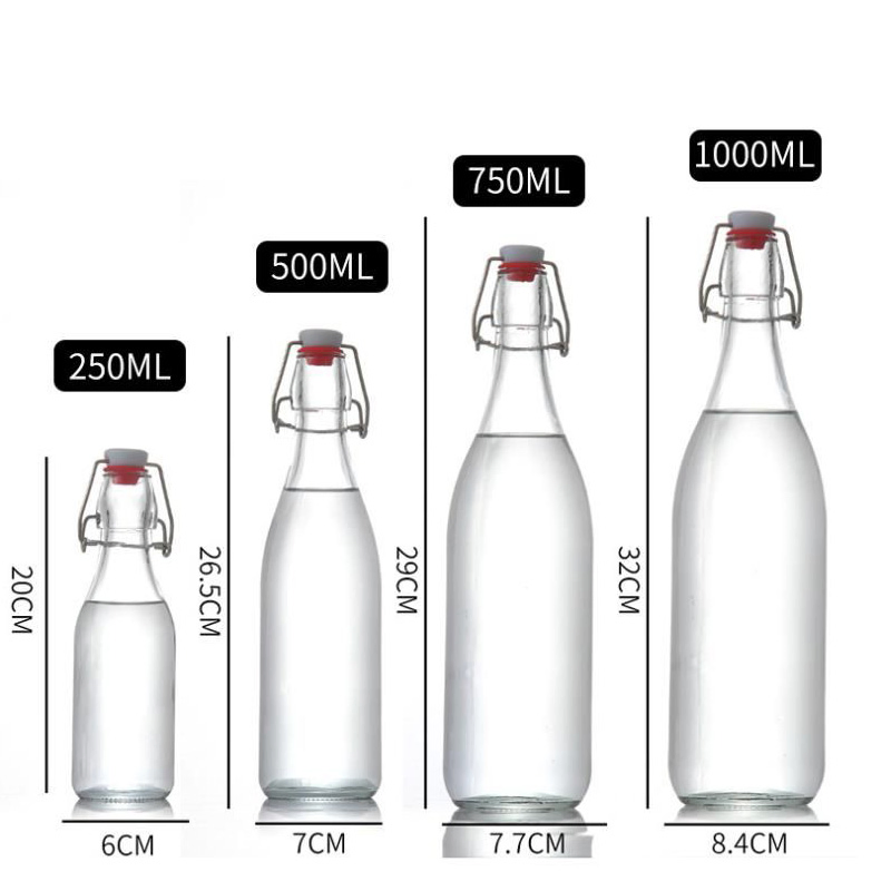250ml 500ml 750ml Liter Flip Top Cap Swing Top Wine Bottle Glass Milk