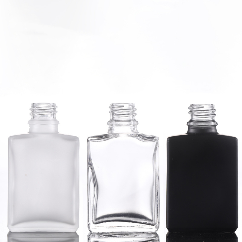 Stock 15ml 30ml 50ml 100ml Matte Black Flat Square Bottle Frosted Black Flat Square Essential Oil Bottle Transparent Frosted Dropper Glass Bottle