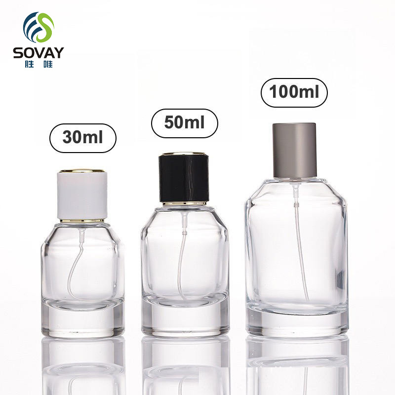 30ml 50ml 100ml Hot Sale Wholesale Luxury Portable Clear Perfume Glass Bottles with Custom Logo Sprayer Lid and Cap
