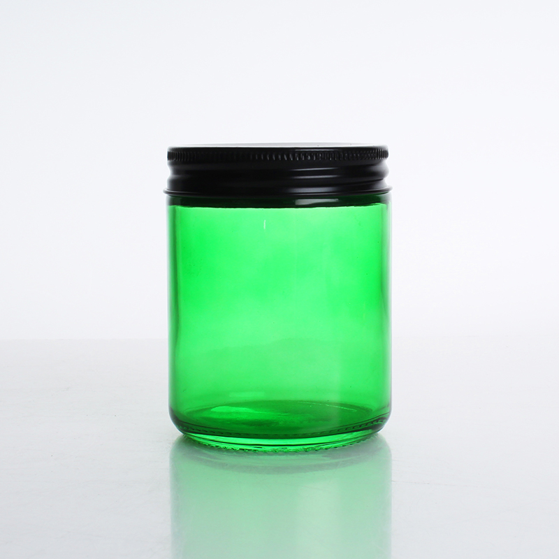 8oz Amber Blue Green Clear Bottle Glass Candle Jar with Aluminum Lid