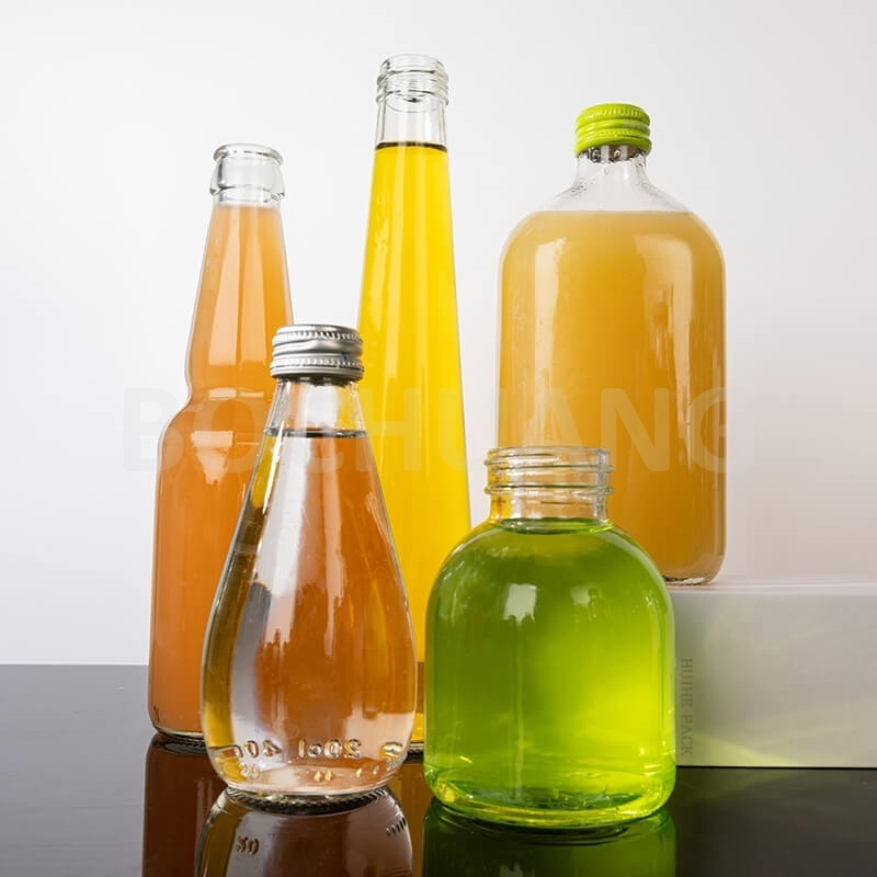 Customized Flint 250ml 330ml 375ml 500ml Food Grade Glass Drinking Water Bottle for Beverage Juice Soda