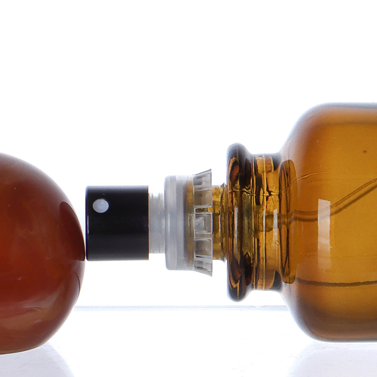Wholesale Luxury 30ml 50ml 100ml Round Spray Cap Empty Refillable Amber Glass Perfume Bottle with Box