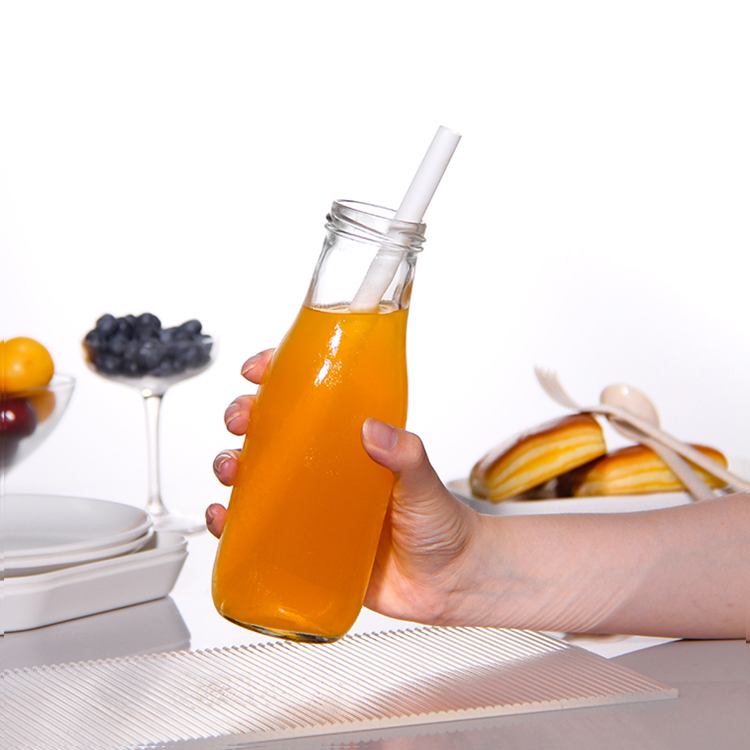 Customized Shape 100ml 250ml 350ml Transparent Reusable Coffee Milk Botella De Vidrio for Juice